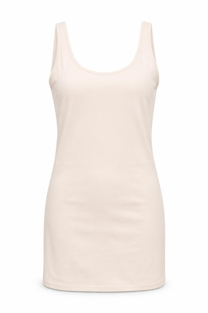 Front view of Topshop women’s pink cotton basic tank, size UK 10, scoop neck