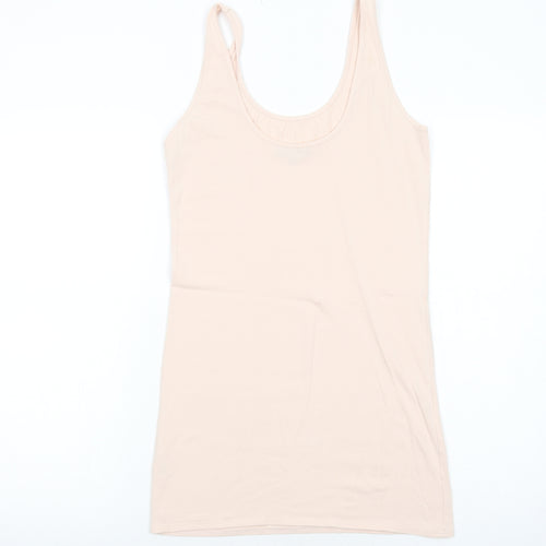 Topshop Womens Pink Cotton Basic Tank Size 10 Scoop Neck