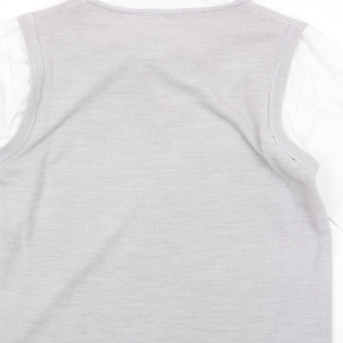 editions Womens Grey Acrylic Basic Blouse Size 14 V-Neck