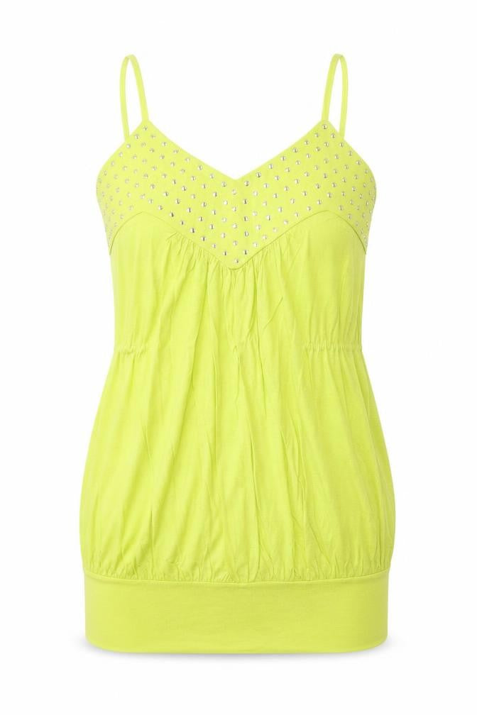 Front view of Select women’s green viscose tank dress, size UK 12, v-neck pullover