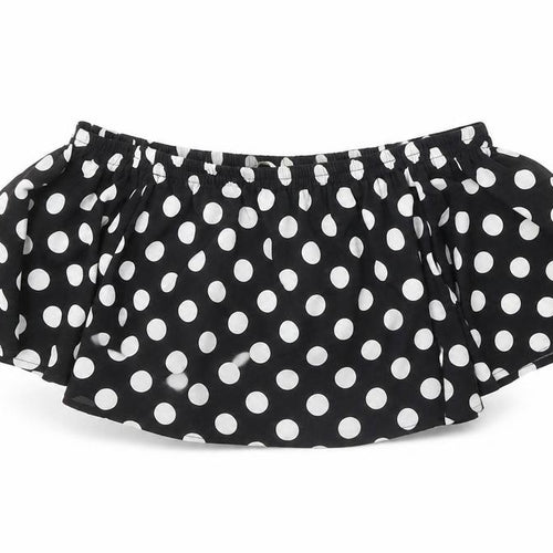Love & Other Things Womens Black Polka Dot Polyester Camisole Blouse Size S Boat Neck