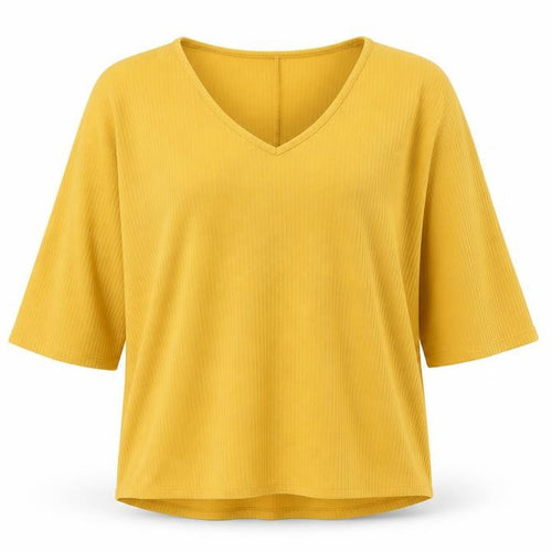 New Look Womens Yellow Viscose Basic T-Shirt Size S V-Neck