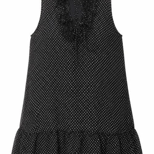 Mela London Womens Black Polka Dot Polyester A-Line Size L V-Neck Tie