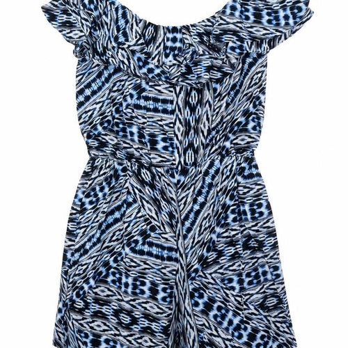 F&F Womens Blue Geometric Viscose Playsuit One-Piece Size 8 Pullover