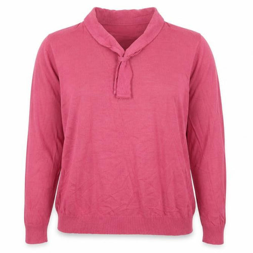 EWM Womens Pink V-Neck Acrylic Pullover Jumper Size 14