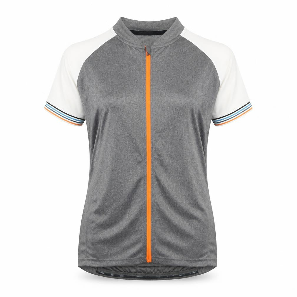 Front view of Crane women’s grey colourblock polyester basic t-shirt, size UK 8, v-neck zip -, size UK 8-10
