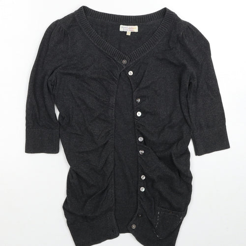 River Island Womens Grey V-Neck Cotton Cardigan Jumper Size 6