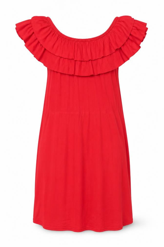 Babe Womens Red Viscose A-Line Size 10 Boat Neck