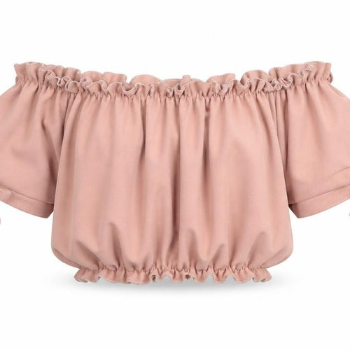 New Look Womens Beige Polyester Cropped Blouse Size 8 Off the Shoulder