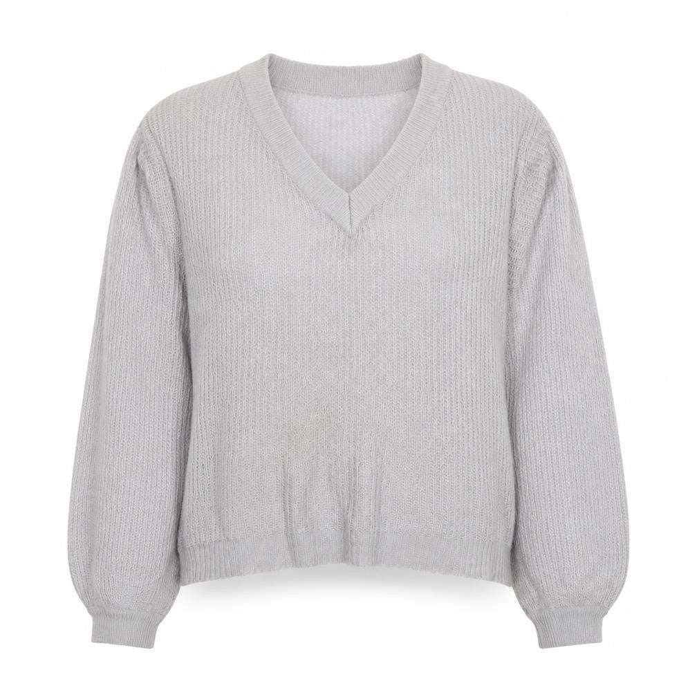 Brave Soul Womens Grey V-Neck Acrylic Pullover Jumper Size S