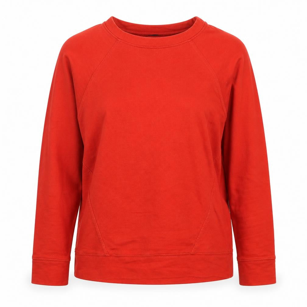 Front view of Next women’s red cotton pullover sweatshirt, size UK 8, pullover