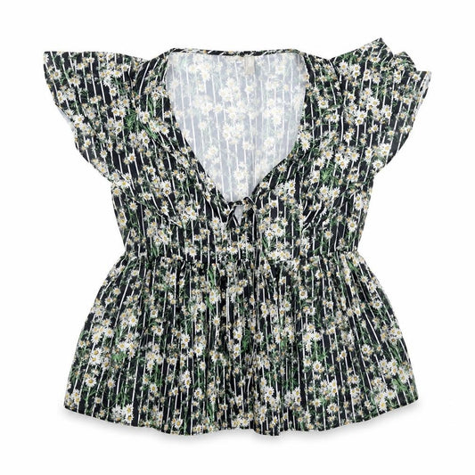 Front view of ASOS women’s multicoloured floral polyester basic blouse, size UK 10, v-neck