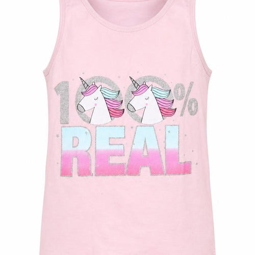 Preworn Girls Pink Cotton Basic Tank Size 7-8 Years Round Neck Pullover - 100% Real