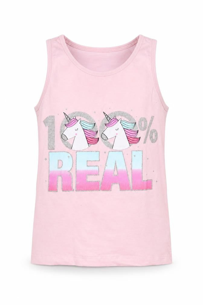 Preworn Girls Pink Cotton Basic Tank Size 7-8 Years Round Neck Pullover - 100% Real