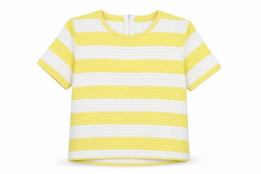 Next Womens Yellow Striped Cotton Basic Tank Size 10 Round Neck