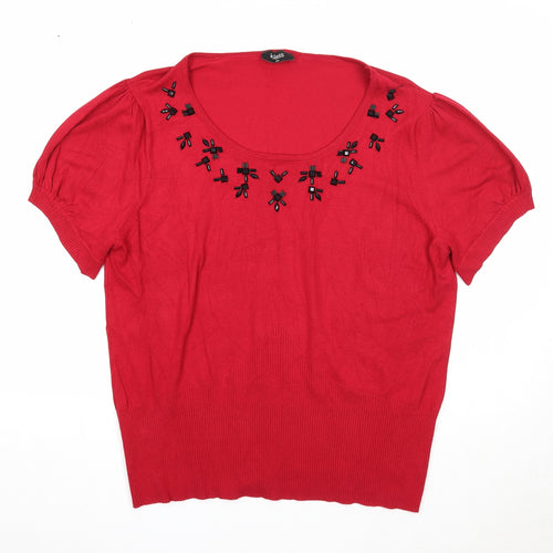 Klass Womens Red Scoop Neck Viscose Pullover Jumper Size 2XL Pullover