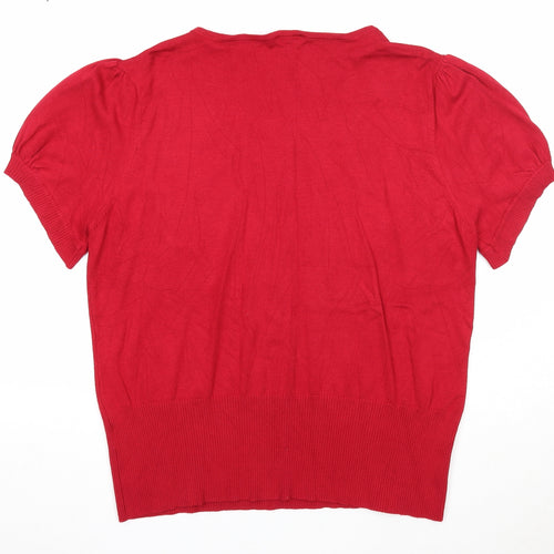 Klass Womens Red Scoop Neck Viscose Pullover Jumper Size 2XL Pullover