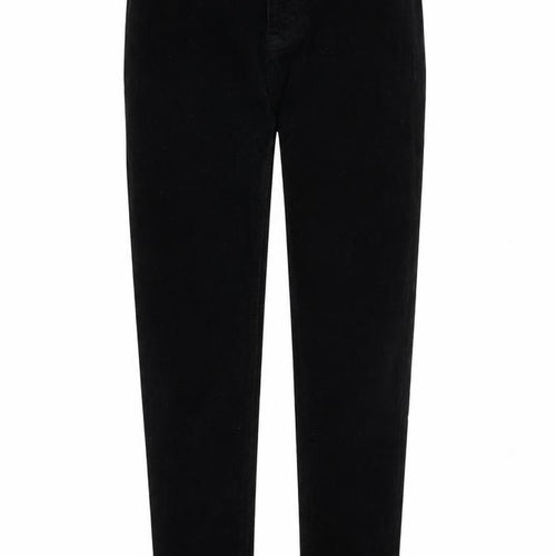 Topshop Womens Black Cotton Trousers Size 25 in Regular Zip