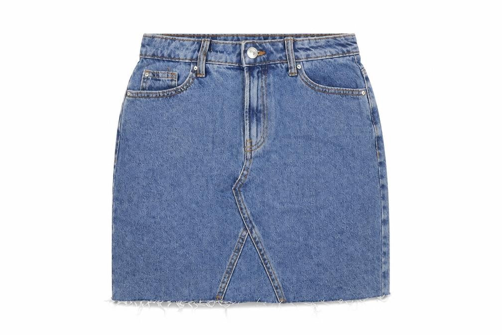 Denim & Co. Womens Blue Cotton Bandage Skirt Size 8 Zip
