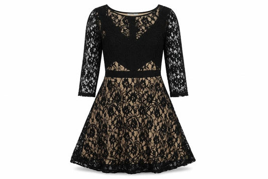 Front view of Red Herring women’s black nylon a-line, size UK 10, round neck zip