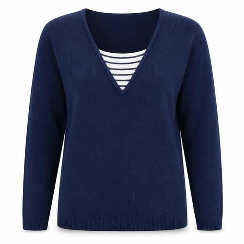 Cashmasoft Womens Blue V-Neck Acrylic Pullover Jumper Size XS