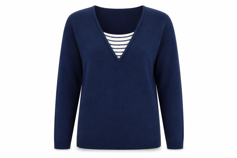 Cashmasoft Womens Blue V-Neck Acrylic Pullover Jumper Size XS