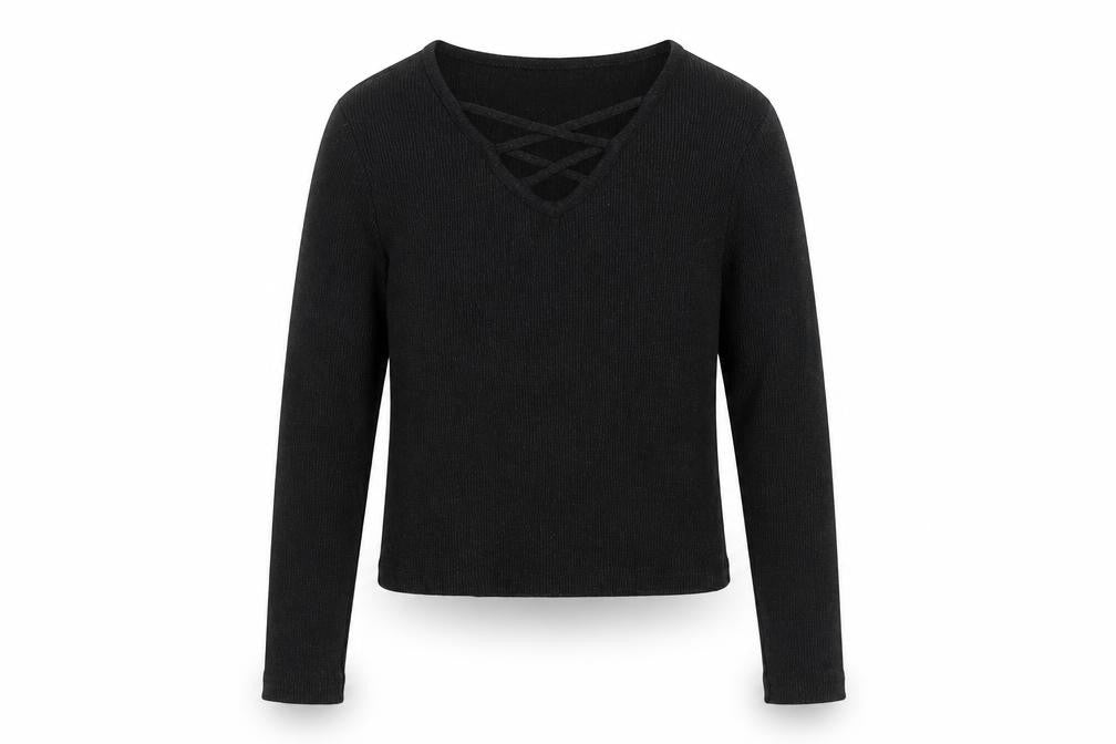 Miss Evie Girls Grey Cotton Basic T-Shirt Size 9-10 Years V-Neck Pullover