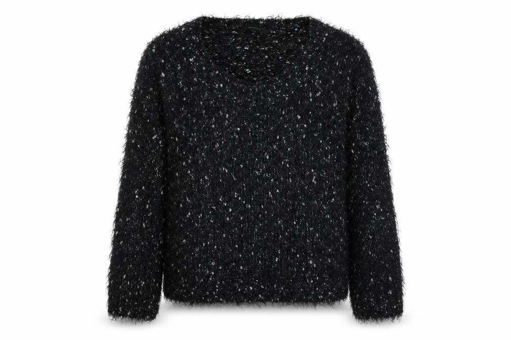 Front view of Eizens women’s black scoop neck acrylic jumper, size L