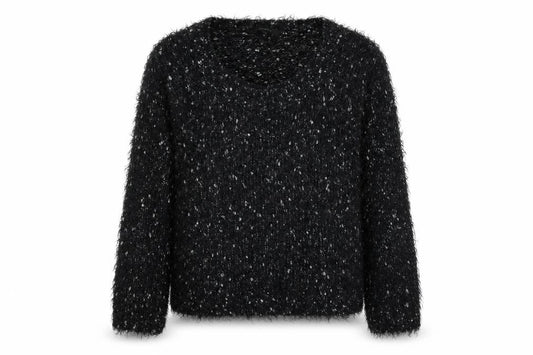 Front view of Eizens women’s black scoop neck acrylic jumper, size L