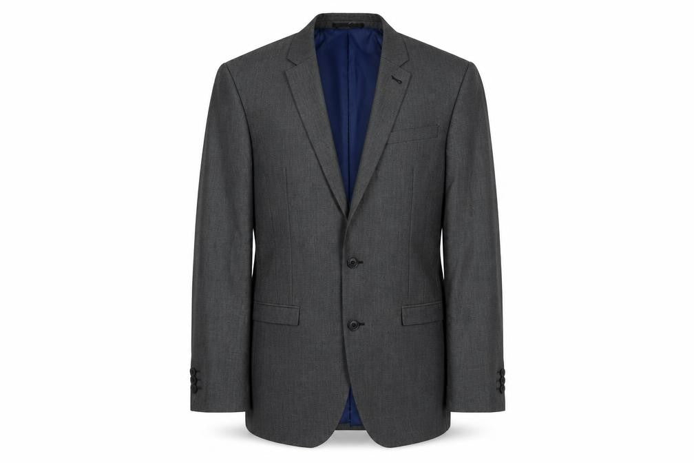 Front view of Next men’s grey polyester jacket suit jacket, size 36, regular