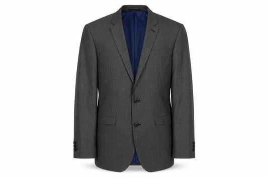 Front view of Next men’s grey polyester jacket suit jacket, size 36, regular