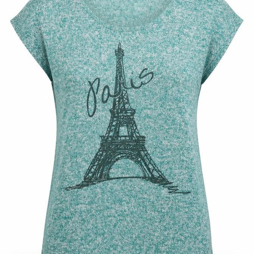 Agenda Womens Green Polyester Basic T-Shirt Size S Boat Neck - Paris