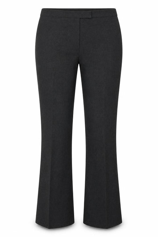 Front view of Dorothy Perkins women’s grey polyester trousers, size UK 14, regular zip