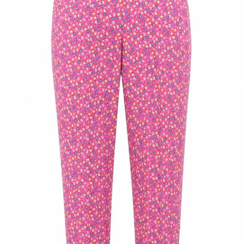 French Kiss Womens Pink Floral Polyester Trousers Size 36 in Regular Zip