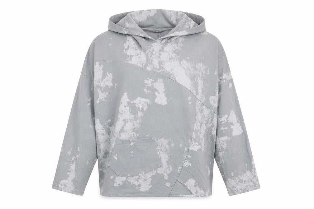 Front view of Nabella women’s grey geometric polyester pullover hoodie, size S, pullover
