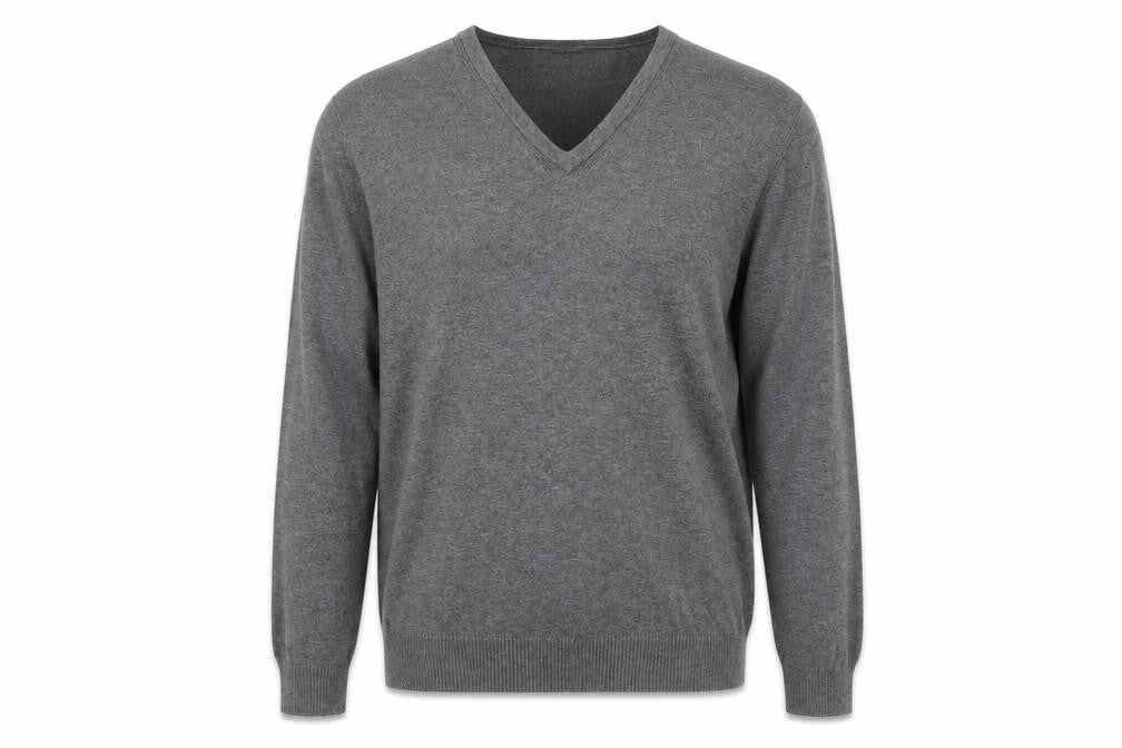 Burton Mens Grey V-Neck Cotton Pullover Jumper Size L Long Sleeve