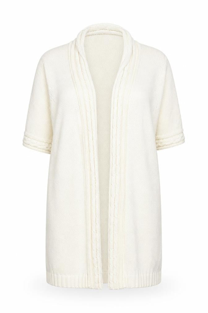 EWM Womens Ivory V-Neck Cotton Cardigan Jumper Size M