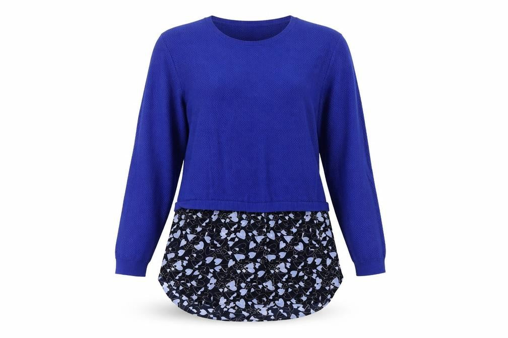 NEXT Womens Blue Round Neck Geometric Cotton Pullover Jumper Size 10 - Shirt Insert