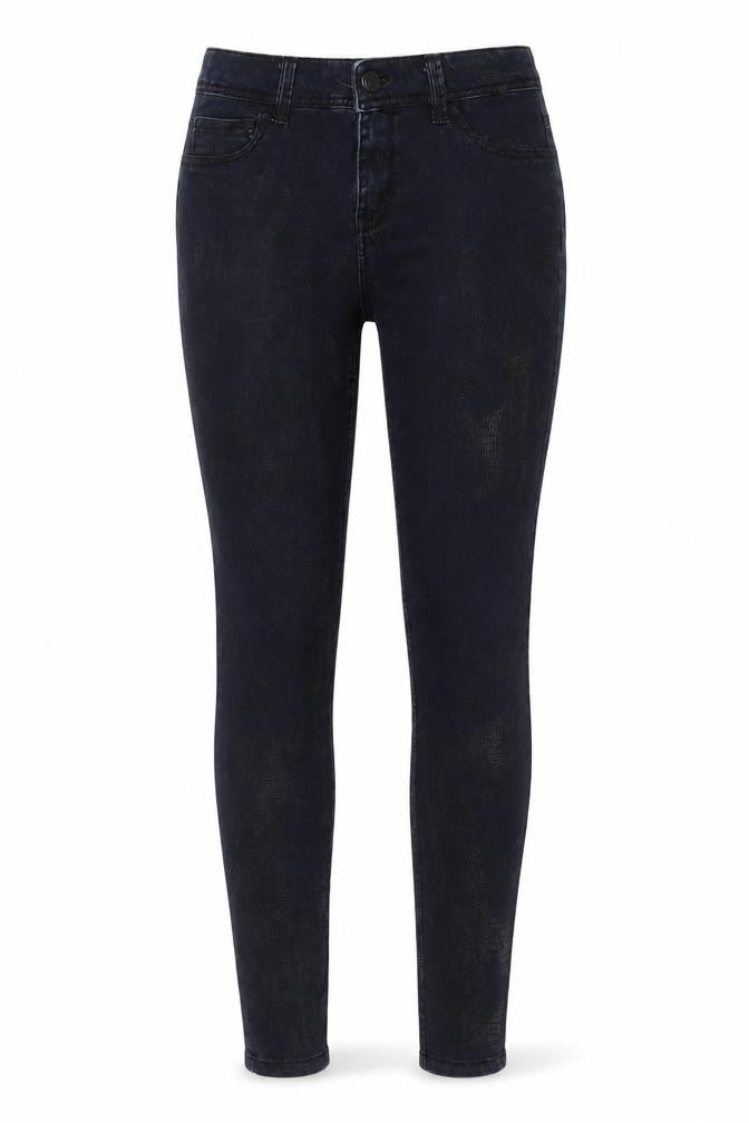 Fragle Womens Blue Animal Print Cotton Skinny Jeans Size 28 in L31 in Regular Button - Snake Print