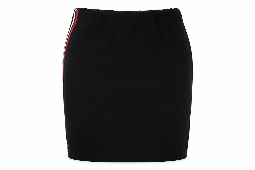 Front view of Primark women’s black polyester bandage skirt, size UK 4