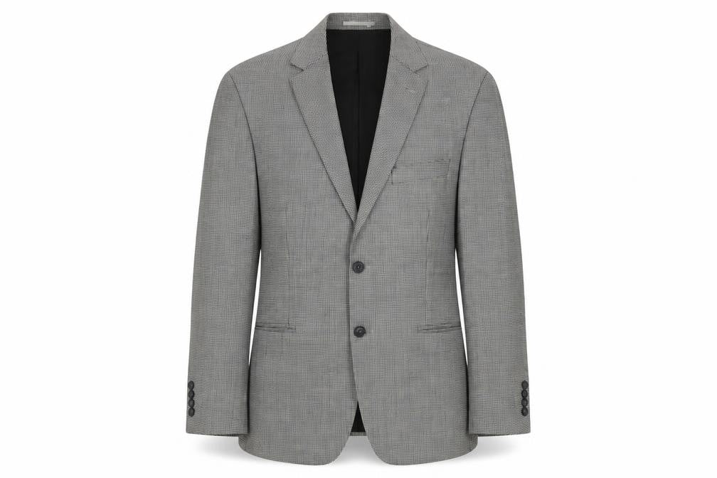 Atelier Torino Mens Grey Geometric Wool Jacket Suit Jacket Size L Regular