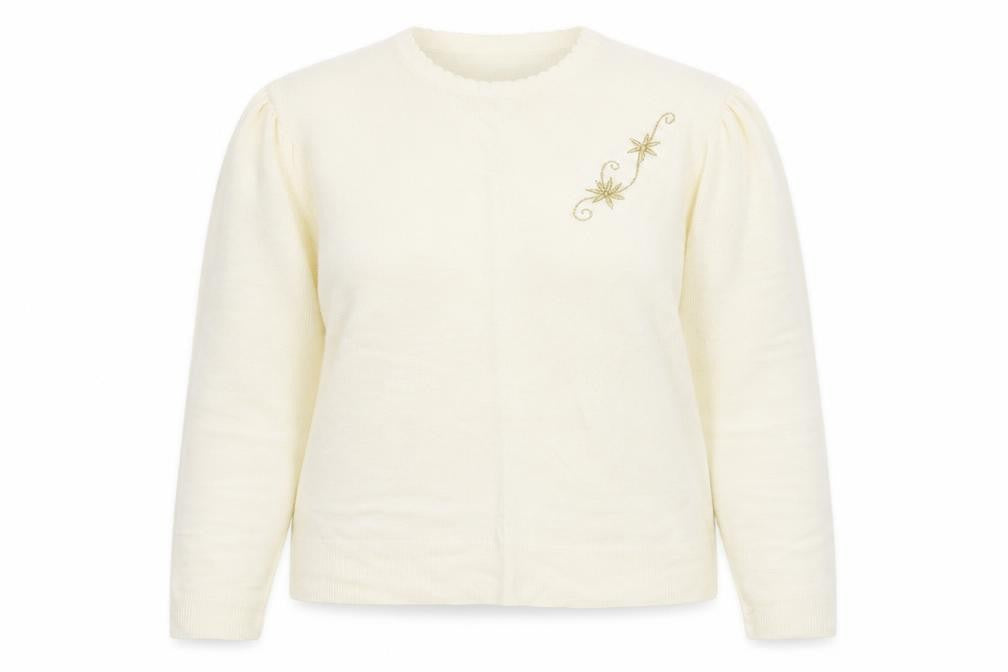 Front view of BHS women’s ivory round neck acrylic jumper, size UK 18