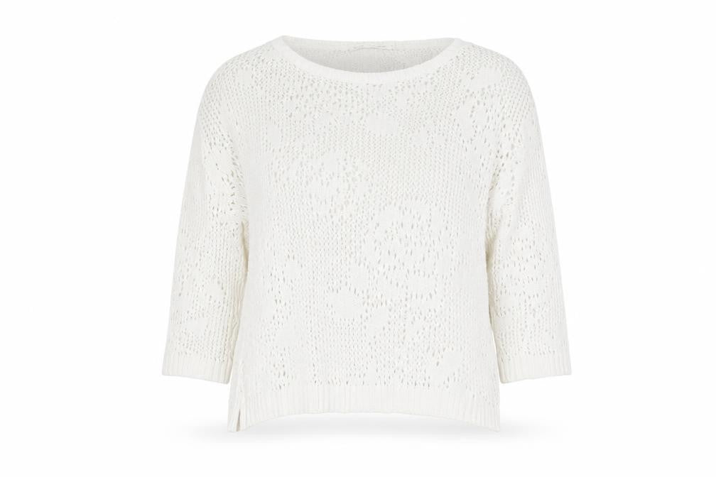 Front view of Next women’s ivory round neck acrylic jumper, size UK 8
