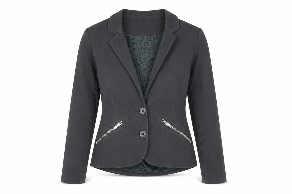 Front view of Divided by H&M women’s grey jacket blazer, size UK 8, button