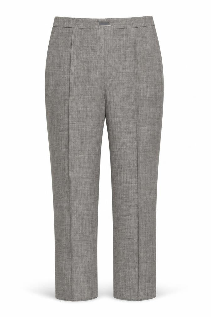 Front view of EWM women’s grey polyester trousers, size UK 12, regular