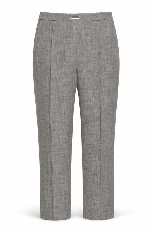 Front view of EWM women’s grey polyester trousers, size UK 12, regular