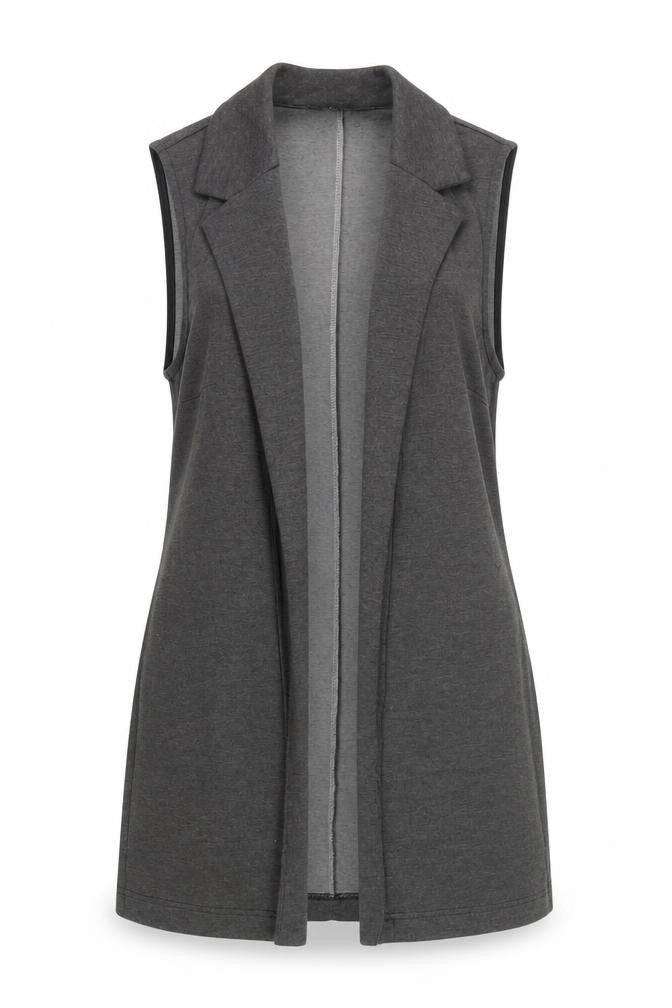 Front view of New Look women’s grey gilet jacket, size UK 8