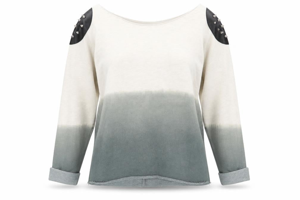 Front view of Topshop women’s multicoloured cotton pullover sweatshirt, size UK 6, pullover