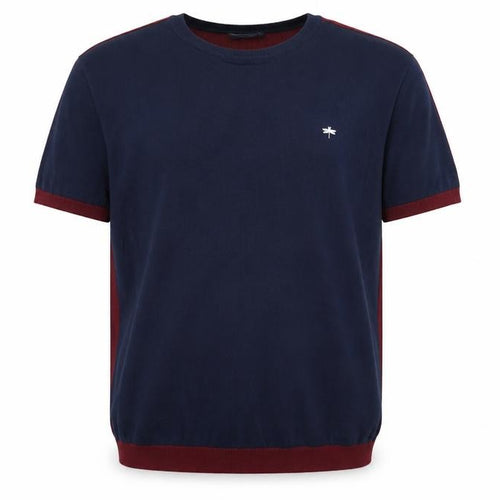 Easy Mens Blue Round Neck Cotton Pullover Jumper Size 2XL Short Sleeve