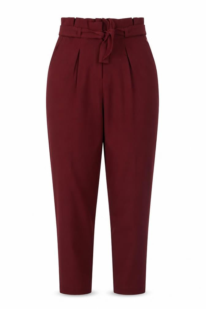 Front view of New Look women’s red polyester trousers, size UK 8, regular zip